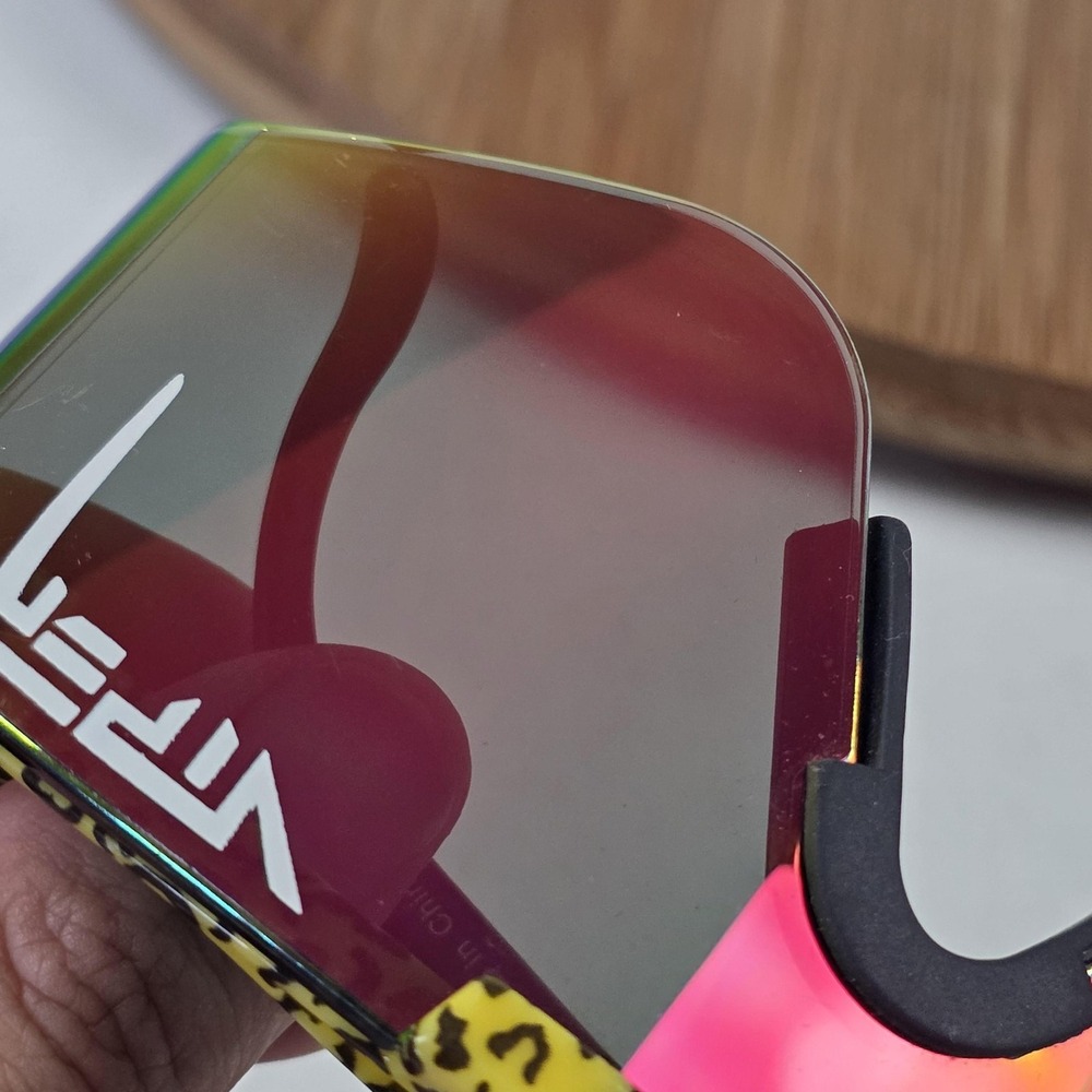 Pit Viper WYLD1 Sunglasses Mens One Size Yellow Red Mirrored Shield Leopard - Picture 13 of 16